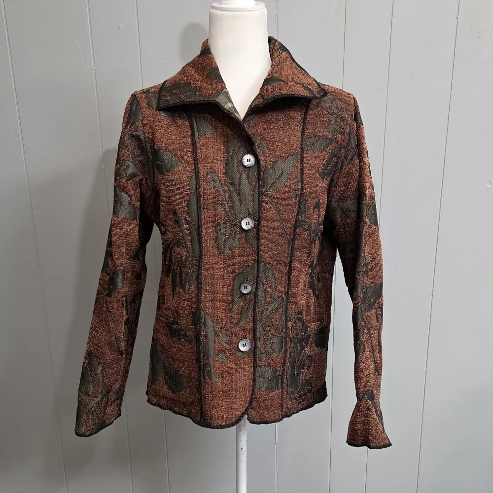 Parsley & Sage Tapestry Reversible Boho Art Blazer Jacket - Picture 1 of 14